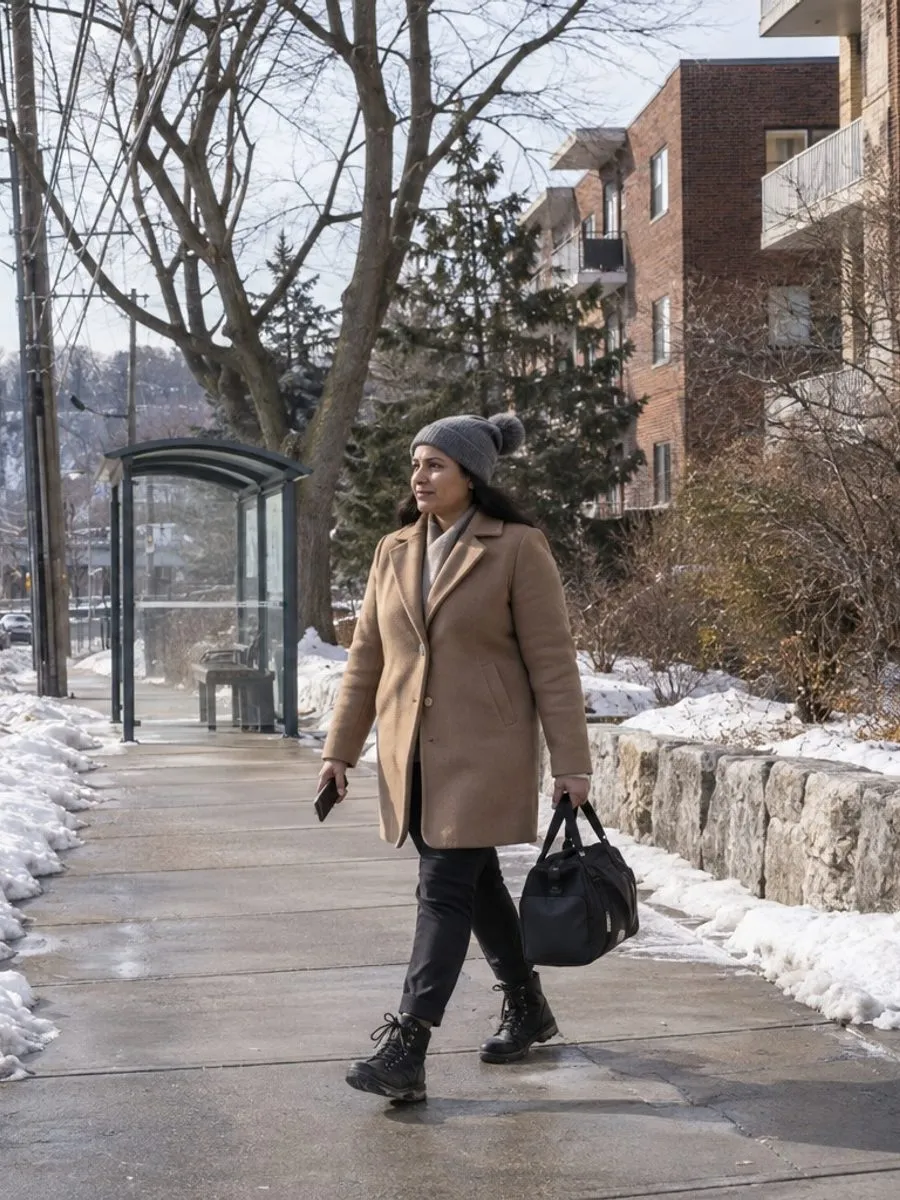 A visitor walking east along Bloor Street near the Humber